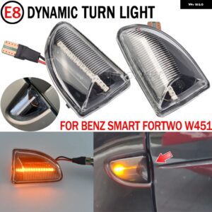 2個 スモークレンズアンバー LED ダイナミック サイドマーカー ライト ウィンカー ライトスマートフォーツー 451 MK1 MKII 2007-2015 - Crystal
