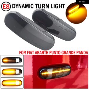 2個 ダイナミック LED サイドマーカー ライトシーケンシャル ウィンカー ランプフィアット パンダ 169 グランデ プント INKL EVO DOBLO FIORINO LINEA - smoked black