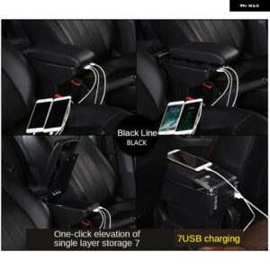 WULING CONFERO S アームレストアームレストボックス 中央収納ボックス カーアクセサリー USB LED ライト付き - B1 LEDblack line7USB