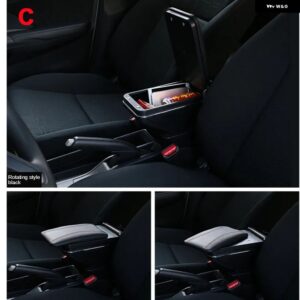 WULING CONFERO S アームレストアームレストボックス 中央収納ボックス カーアクセサリー USB LED ライト付き - C1 rotating black