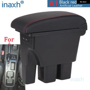 スズキ ジムニーアームレストボックス ジムニー JB74 アームレスト 2017-23 収納ボックス カーアクセサリー - A1 Black red leather