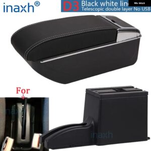 LADA GRANTA アームレスト LADA GRANTA 車アームレストボックス 中央 ストアコンテンツ 収納ボックス アーム アクセサリー インテリア 詳細 - D3 Black white NoUSB