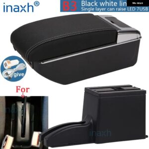 LADA GRANTA アームレスト LADA GRANTA 車アームレストボックス 中央 ストアコンテンツ 収納ボックス アーム アクセサリー インテリア 詳細 - B3 Black white 7USB