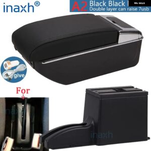 LADA GRANTA アームレスト LADA GRANTA 車アームレストボックス 中央 ストアコンテンツ 収納ボックス アーム アクセサリー インテリア 詳細 - A2 Black black 7USB