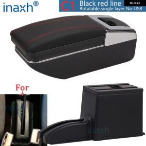 LADA GRANTA アームレスト LADA GRANTA 車アームレストボックス 中央 ストアコンテンツ 収納ボックス アーム アクセサリー インテリア 詳細 - C1 Black red No USB