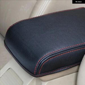 1PC シュコダオクタヴィア A7 2015-18 PU レザーカーアクセサリーアームレストボックス カバー クッションパッド - red line