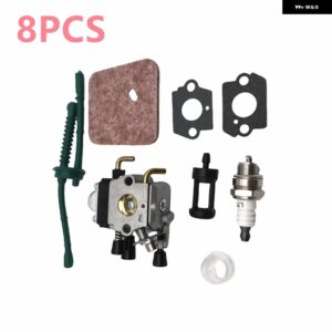 キャブレター 燃料ライン付き オイルバブルプライマーバルブ スパークプラグ 燃料フィルター キット STIHL FS38 FS45 FS46 FS55 FS74 FS75 FS76 FS80 - 8pcs