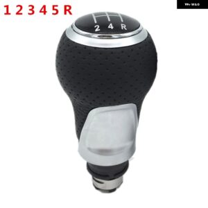 5/6スピード レザーギア シフトノブ スティックペンダストカバー VW ゴルフ MK5 MK6 5 6 ウサギジェッタ MK6 GTD GTI 2005-2014 カースタイリング - 12345R Silver Knob