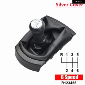 カー スタイリング ギア シフト ノブレバー ゲイター ブーツ 防塵 カバー ケースシートイビサ 37530 - Silver Cover 6 Speed