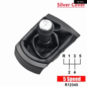 カー スタイリング ギア シフト ノブレバー ゲイター ブーツ 防塵 カバー ケースシートイビサ 37530 - Silver Cover 5 Speed