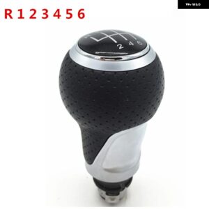 5/6スピード レザー ギア シフト ノブスティックペンダストカバー VW ゴルフ MK5 MK6 5 6 ウサギジェッタ MK6 GTD GTI 2005-2014 カー スタイリング - 12345R Silver Knob