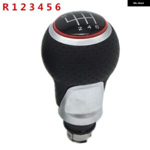 5/6スピード レザー ギア シフト ノブスティックペンダストカバー VW ゴルフ MK5 MK6 5 6 ウサギジェッタ MK6 GTD GTI 2005-2014 カー スタイリング - R123456 Red Knob