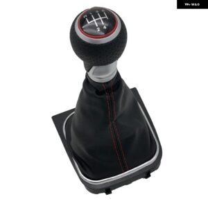 5/6スピード レザー ギア シフト ノブスティックペンダストカバー VW ゴルフ MK5 MK6 5 6 ウサギジェッタ MK6 GTD GTI 2005-2014 カー スタイリング - R123456 Silver Knob