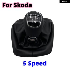 5/6スピード ギア シフト ノブレバー GAITOR ブーツ カバー クロームレザー シュコダ オクタヴィア A5 A6 2004 - 2012 カーアクセサリー - 5 speed