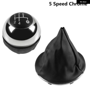 クローム ギア シフト ノブゲートル ブーツ カバー ケースフィアット 500 500C 2007-18 - 2pcs carbon 5speed