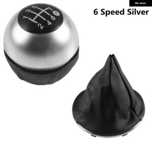 クローム ギア シフト ノブゲートル ブーツ カバー ケースフィアット 500 500C 2007-18 - 2pcs silver 5speed