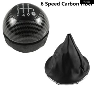 クローム ギア シフト ノブゲートル ブーツ カバー ケースフィアット 500 500C 2007-18 - 2pcs carbon 6speed