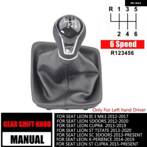 レザーカー ギア シフト ノブレバー ゲイター ブーツ カバー シートレオン III 3 MK3 2012-17 5/6スピード マニュアル - 6 speed