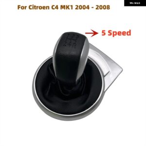 5速 マニュアル ギア ボックス ハンドル ギア シフト ノブシフター ダストジャケット シトロエン C4 MK1 38200 カーアクセサリー - Silver black