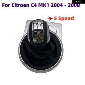 5速 マニュアル ギア ボックス ハンドル ギア シフト ノブシフター ダストジャケット シトロエン C4 MK1 38200 カーアクセサリー - Black Silver