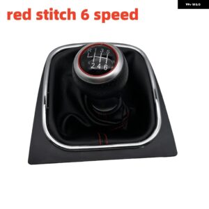 5/6スピード カーパーツ ギア シフト ノブレバー スティック VW ジェッタ 5 6 ゴルフ 6 VI MK5 MK6 5KD 711 113 5KD711113 アクセサリー - red stitch 6Speed