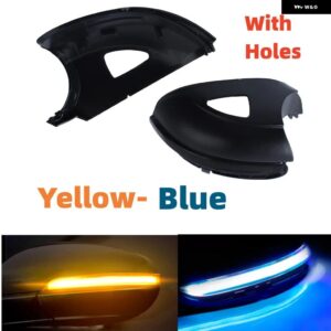 LED ダイナミックウィンカー ライトサイド ウイング バックミラー インジケータランプ VW ゴルフ 6 MK6 GTI R32 08-14 TOURAN - Blue-Yell-With Holes