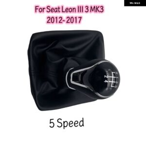 5/6スピード ギアスティック シフト ノブレベルレザー ブーツ 黒赤ライン セアト レオン III 3 MK3 2012-17 - 5 speed