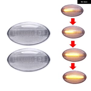 2個 ダイナミック LED サイドマーカーランプミニクーパー R50 R52 R53 37469 シーケンシャル ウィンカーライト - Clear No Dynamic