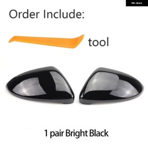 カーボンルック ブラックバックミラー カバー サイドミラー キャップカーアクセサリー VW ゴルフ 7 MK7 MK7.5 GTI R GTE GTD 13-20 - black