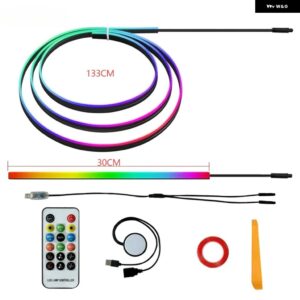 センター コンソール ダッシュボード ワイヤレス充電ライト 2400色 RGB ネオン LED アンビエントランプ 電源 APP コントローラー モデル3 Y - Set 3 6PCS