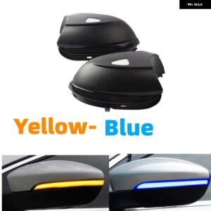 ダイナミックウィンカー ライトサイドミラー フラッシュライトスクロールLEDリピーターウインカーVW パサート CC B7ビートルシロッコジェッタMK6 - Blue-Yellow
