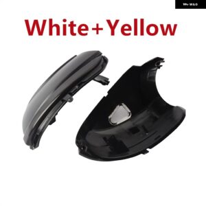 ダイナミックウィンカー ライトサイドミラー フラッシュライトスクロールLEDリピーターウインカーVW パサート CC B7ビートルシロッコジェッタMK6 - White-Yellow