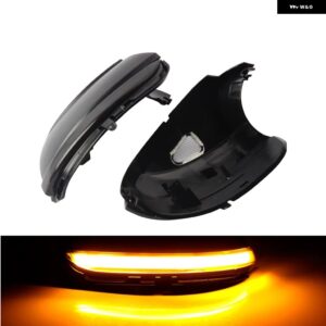 ダイナミックウィンカー ライトサイドミラー フラッシュライトスクロールLEDリピーターウインカーVW パサート CC B7ビートルシロッコジェッタMK6 - Smoked black-Yellow