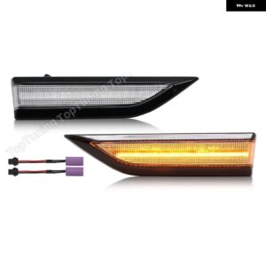 ダイナミック LED サイド マーカーライト 流れるシーケンシャル ウィンカーランプ ウインカー VW キャディー 2015-19 1ペア - Clear No Dynamic