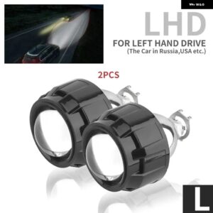 H8 H9 H11 9005 H7 HB3 HB4 ヘッドライト レンズ バイ キセノン プロジェクターキット 2.5 金属 レンズ 自動車ライトアクセサリー DIY ランプ - 2pcs LHD Black