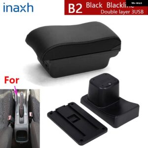 スズキ BALENO アームレスト 2017 2018 2019 レトロパーツスペシャルな アームレスト ボックス センター 収納 ボックス カー - B2 Black 3USB