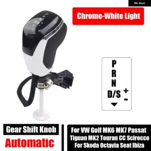 赤/白 LED ライト ギア シフト ノブシフター ハンドル VW ゴルフ MK6 MK7 パサート B7 B8 ティグアン MK2 ジェッタ MK5 シロッコ シュコダ オクタビア - Chrome-White