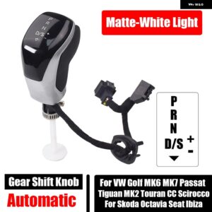 赤/白 LED ライト ギア シフト ノブシフター ハンドル VW ゴルフ MK6 MK7 パサート B7 B8 ティグアン MK2 ジェッタ MK5 シロッコ シュコダ オクタビア - Matt Silver-White