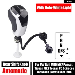 赤/白 LED ライト ギア シフト ノブシフター ハンドル VW ゴルフ MK6 MK7 パサート B7 B8 ティグアン MK2 ジェッタ MK5 シロッコ シュコダ オクタビア - With Holes-White