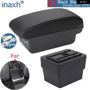 シュコダ オクタビア アームレスト シュコダ オクタビア MK3 A7 2014-2017 アームレスト ボックス レトロパーツ 収納 ボックス カーアクセサリー USB - B2 Black line 3USB