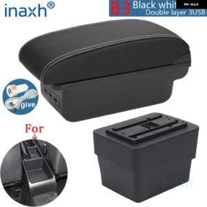 シュコダ オクタビア アームレスト シュコダ オクタビア MK3 A7 2014-2017 アームレスト ボックス レトロパーツ 収納 ボックス カーアクセサリー USB - B3 black white 3USB