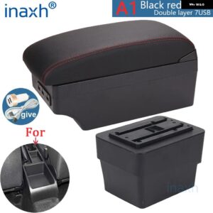 シュコダ オクタビア アームレスト シュコダ オクタビア MK3 A7 2014-2017 アームレスト ボックス レトロパーツ 収納 ボックス カーアクセサリー USB - A1 Black red 7USB