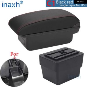 シュコダ オクタビア アームレスト シュコダ オクタビア MK3 A7 2014-2017 アームレスト ボックス レトロパーツ 収納 ボックス カーアクセサリー USB - C1 Black red No USB