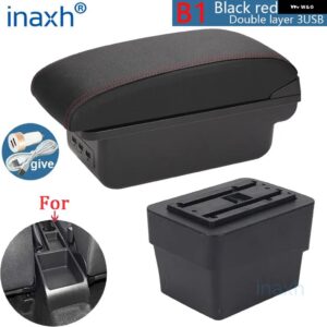 シュコダ オクタビア アームレスト シュコダ オクタビア MK3 A7 2014-2017 アームレスト ボックス レトロパーツ 収納 ボックス カーアクセサリー USB - B1 Black red 3USB