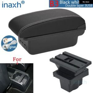 シュコダ オクタビア アームレスト ボックス シュコダ イエティ MK2 2005-2012 アームレスト 収納 ボックス カーアクセサリーレトロ インテリア パーツ USB - B3 black white 3USB