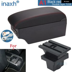 シュコダ オクタビア アームレスト ボックス シュコダ イエティ MK2 2005-2012 アームレスト 収納 ボックス カーアクセサリーレトロ インテリア パーツ USB - A1 Black red 7USB