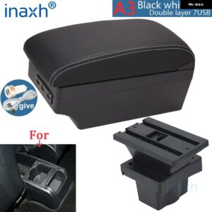 シュコダ オクタビア アームレスト ボックス シュコダ イエティ MK2 2005-2012 アームレスト 収納 ボックス カーアクセサリーレトロ インテリア パーツ USB - A3 Black white 7USB