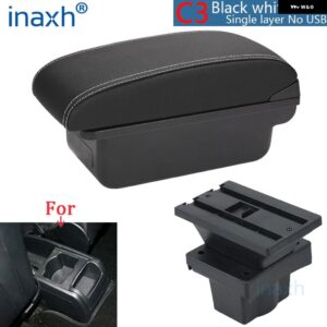 シュコダ オクタビア アームレスト ボックス シュコダ イエティ MK2 2005-2012 アームレスト 収納 ボックス カーアクセサリーレトロ インテリア パーツ USB - C3 black white NOUSB