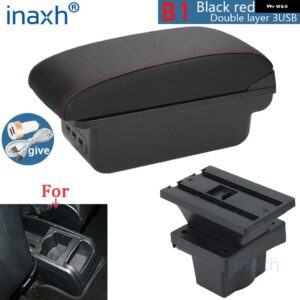 シュコダ オクタビア アームレスト ボックス シュコダ イエティ MK2 2005-2012 アームレスト 収納 ボックス カーアクセサリーレトロ インテリア パーツ USB - B1 Black red 3USB