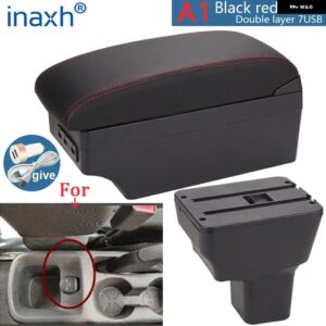 NISSAN KICKS アームレスト NISSAN KICKS 車 アームレスト ボックス 2016-2021 インテリア パーツスペシャルなレトロパーツセンター 収納 ボックス USB - A1 Black red 7USB